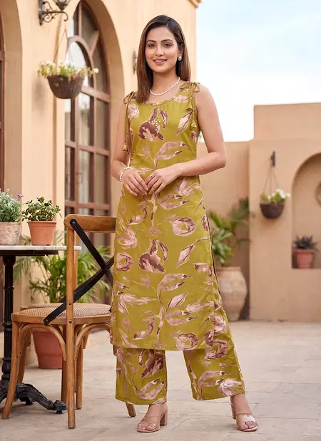Naisha K 941 Rayon Discharge Printed Kurti With Bottom Exporters In India